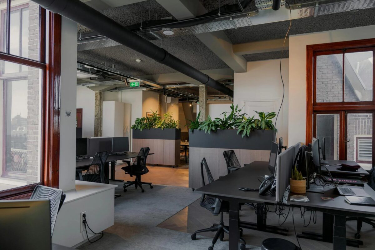 Un espacio de coworking tipo cafetería, amplio y luminoso, diseñado para la colaboración y la interacción. Con variedad de asientos, iluminación cálida y rincones acogedores, invita a la conversación y la creatividad.